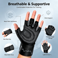 Guantes Deportivos KFTOutdoor Unisex de Malla para Gimnasio y Fitness, Medios Dedos, Acolchados, Antideslizantes, Transpirables, Ajustables, con Agarre Extra