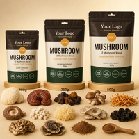 Poudre d'extrait de champignons 12-en-1, riche en bêta-glucanes, personnalisable OEM, Crinière de lion, Reishi, Cordyceps, Chaga, soluble dans l'eau