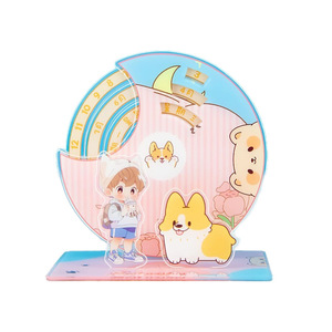 Calendrier miniature en acrylique Corgi, calendrier perpétuel rotatif de bureau, dessin animé, pour cadeau de l'année du cheval - Product Image 1