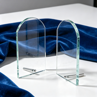 Trophée en verre de jade, trophée en cristal, récompense en cristal, plaque de récompense en verre transparent, socle métallique, événements, entreprise, médaille, cérémonie de remise des prix