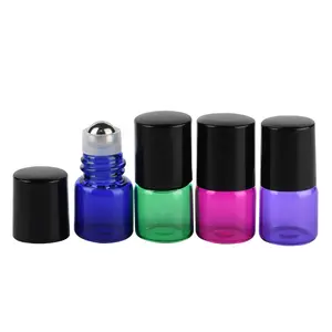 Cosmetische Verpakkingen Kleine Glazen Flacon 1Ml 2Ml 3Ml Blauw Roze Groen Essentiële Olie Parfum Glas Roll Op fles