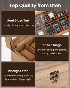 Scatola in Legno per Orologi di Lusso a 2 Livelli, Cofanetto Prestigioso con Fodera in Velluto Morbido, Scatola Verde per Orologi - Product Image 4