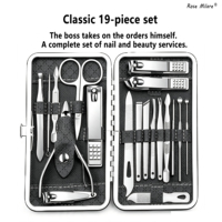Ensemble de coupe-ongles classique personnalisé de 19 pièces, série beauté des ongles, ciseaux à ongles pour les soins des pieds et pinces en forme d'aigle