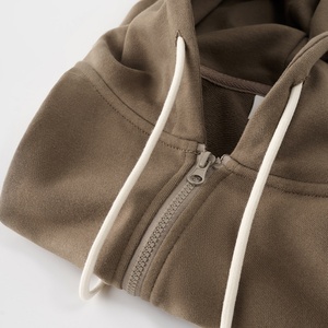 Sweat à capuche unisexe en molleton épais avec fermeture éclair, cordon de serrage, couleur unie, brodé, épaules tombantes, coupe ample, écologique, imprimé sur mesure - Product Image 2