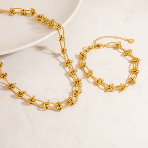 Stainless Steel Rough Knot Bracelet Fashionable and Simple 18K Gold Plating Trendy <b>Charm</b> Bracelets Jewelry - Product Image 3