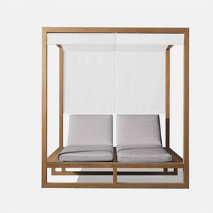 Chaise longue double en teck massif sur mesure de qualité supérieure pour hôtel moderne, avec voile d'ombrage pour piscine, pour villa et parc - Product Image 2