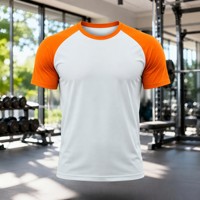 T-shirt unisexe personnalisé 100 % coton respirant à manches courtes raglan, décontracté, couleur contrastante, séchage rapide, anti-plis, col rond