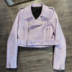 2025 Spring <strong>pink</strong> Real Sheepskin Leather <strong>Jacket</strong> Leather <strong>Jackets</strong> Woman <strong>Biker</strong> Leather <strong>Jacket</strong> - Product Image 1