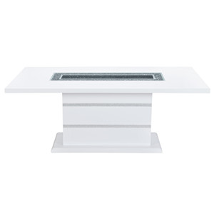 HMS 79 bianco finti cristalli di vetro e legno piedistallo Base tavolo da pranzo elegante ed elegante - Product Image 4