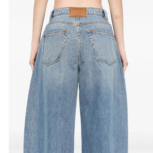 Calça <span class=keywords><strong>Jeans</strong></span> Feminina Clássica Personalizada Super Baggy com Perna Afunilada, Estilo Casual com Spray e Efeito Escovado à Mão, Cintura Média - Product Image 5