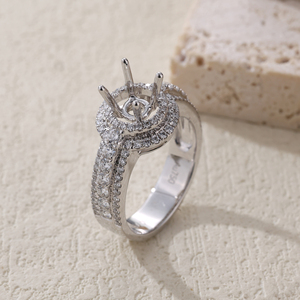 Anillo de oro blanco sólido de 18 quilates de calidad superior de lujo personalizado, anillo de diamantes blancos naturales semimontados, delicado y fino para fiestas de bodas - Product Image 3