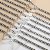 [Envío Inmediato] Collar de Cadena de Eslabones de Acero Inoxidable para Hombre, Estilo Deportivo, con Personalización de 26 Letras, Marca XF, Modelo XL241011