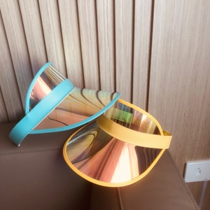Topi Visor olahraga lari Golf luar ruangan modis penutup kepala perlindungan UV cermin warna-warni plastik bening PVC pesta kasual - Product Image 2