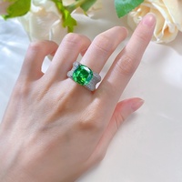 Bague en argent Sterling 925 Tsavorite coussin coupe quatre griffes réglage femmes anneaux de mariage de mariée pour la fête