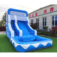 Glissière d'eau gonflable commerciale de rebond de PVC bleu sautant la maison pleine d'entrain avec la piscine d'eau pour des occasions extérieures louant