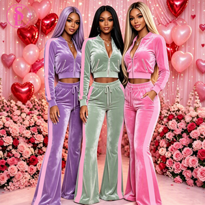 <span class=keywords><strong>Abbigliamento</strong></span> Femminile per Ragazze Alte, Tuta in Velluto di Alta Qualità, Completo Sportivo Y2k, Giacca con Zip, <span class=keywords><strong>Outfit</strong></span> in Velluto a 2 Pezzi, Set da <span class=keywords><strong>Donna</strong></span> - Product Image 1