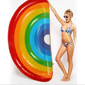 Water party floating leisure rainbow air inflatable pool lounge for beach
