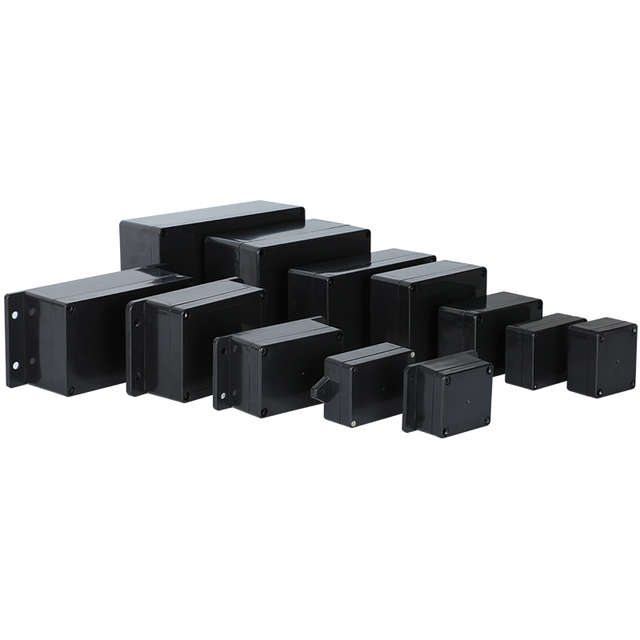 IP65 Waterproof Black ABS Electronic Enclosure Junction Box with CE ROHS Certification Customizable Size for Indoor Outdoor Use