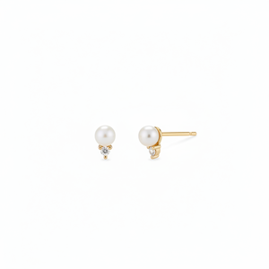 Diamond Pearl Studs Trendy White Yellow Rose <b>Gold</b> Plated <b>Hoop</b> Drop and Stud <b>Earrings</b> for Engagement for Stylish Women - Product Image 1