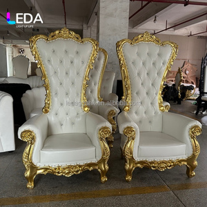 Sillas de Trono LEDA de Cuero PU Duradero con Respaldo Alto Dorado, Silla Real para Bodas, Asiento para Novios, Decoración para Bodas - Product Image 2