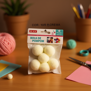 Pompon ILAN 3,5 cm Colore Crema per Decorazioni Artigianali - Product Image 2