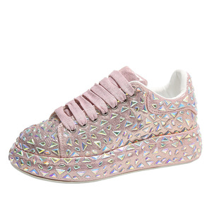 Nouvelle Arrivée 2026 – Chaussures Dad Shoes Femme à Plateforme Entièrement Ornées de Diamants, Baskets Slim à Strass, Chaussures de Skate Classiques Décontractées à Semelle Épaisse (Creepers) - Product Image 4