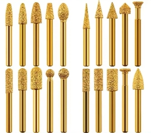 Tête de meulage diamantée pour tige <span class=keywords><strong>Dremel</strong></span>, accessoires, 20 pièces/ensemble, outils abrasifs, mini foret, outils de travail du bois - Product Image 1