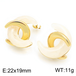 JAJGI Elegant <b>Resin</b> C Shape Drop Earrings Refined Gold Plated Studs for Women Premium Niche Design Fashion Jewelry - Product Image 2