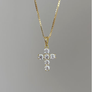 Pendentif en forme de croix en diamant de culture, or 14 carats, clarté VVS, couleur E, pour femme, certifié GIA, taille brillant, style ethnique, bijoux de Noël - Product Image 1