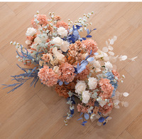 Dekorasi Pernikahan: Bunga Tiruan Sutra Mawar Hydrangea, Tirai Biru, Bunga Gantung di Gapura, Bunga Lantai, Latar Belakang, Dekorasi Selamat Datang