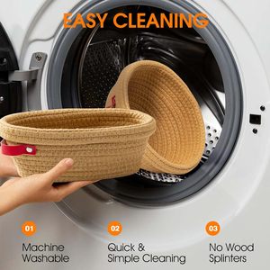 Fodere a doppio strato 9 pollici pasta madre pane cottura ovale corda di cotone rotonda cesto di prova del pane per panettieri con coperture - Product Image 3