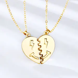 Trendy Simley Love Couple Halskette 18 Karat Gold Herz Anhänger für Männer und Frauen Magnetit Valentinstag Halskette Schmuck