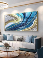 Peinture Murale Abstraite Moderne, Poster Luxe Rose Bleu Or Cristal, Toile Décoration Murale Salon Maison