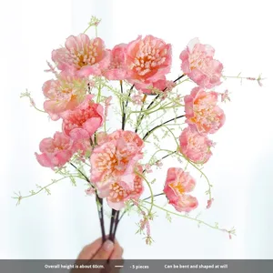 Fleur artificielle haut de gamme de luxe léger, bouquet bionique de <span class=keywords><strong>rhododendron</strong></span> pour décoration intérieure de salon et table à manger - Product Image 6