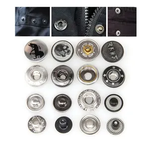 Brass material black nickel plated 10 mm four parts metal spring press fastener snap buttons for sale