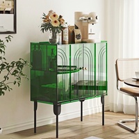 Armoire autoportante à portes coulissantes en acrylique pour couloir et entrée Buffet de rangement pour le salon-Présentoirs
