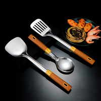 Ensemble d'ustensiles de cuisine en acier inoxydable avec manche, louche, compatible lave-vaisselle, pour usage domestique et professionnel