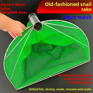 Rastrello per Lumache Overshot, Attrezzo da Pesca in Materiale PE ad Alta Resistenza, Manico in Legno, Maglia da 3mm, Lunghezza 60cm - Product Image 5