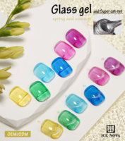 Vernis à gel de verre ICE NOVA entièrement transparent super brillant non essuyable Hema/Tpo/Hpma Texture libre de gelée Soak Off Nail Art