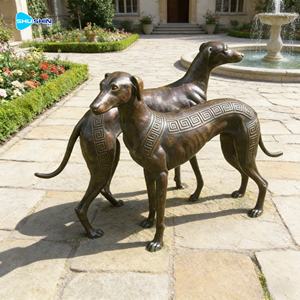 Скульптура собаки породы грейхаунд в натуральную величину из бронзы, пара, для украшения сада и газона, ручная работа, металлическое искусство - Product Image 2