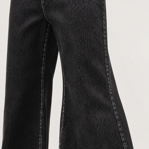 <span class=keywords><strong>Pantaloni</strong></span> in Pelle Sintetica Nera Effetto Screpolato a Vita Alta, Larghi e Oversize, Stile Streetwear, Modello Svasato da Motociclista per <span class=keywords><strong>Uomo</strong></span> - Product Image 6