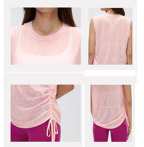 Débardeur de yoga <span class=keywords><strong>sans</strong></span> manches à séchage rapide pour femme, en fil slub léger, coupe ample, idéal pour la course et le fitness estival - Product Image 6