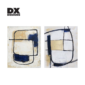 Art mural sur toile texturé 3D DX Designs, abstrait, bleu <span class=keywords><strong>marine</strong></span>, or, noir, géométrique, minimaliste, <span class=keywords><strong>peinture</strong></span> pour décoration <span class=keywords><strong>de</strong></span> maison moderne et luxueuse - Product Image 5
