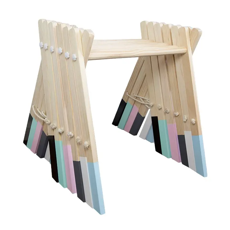 Newborn Gift Stable Hanging Teething Toys and Foldable Wooden Baby Play Gym Frame
