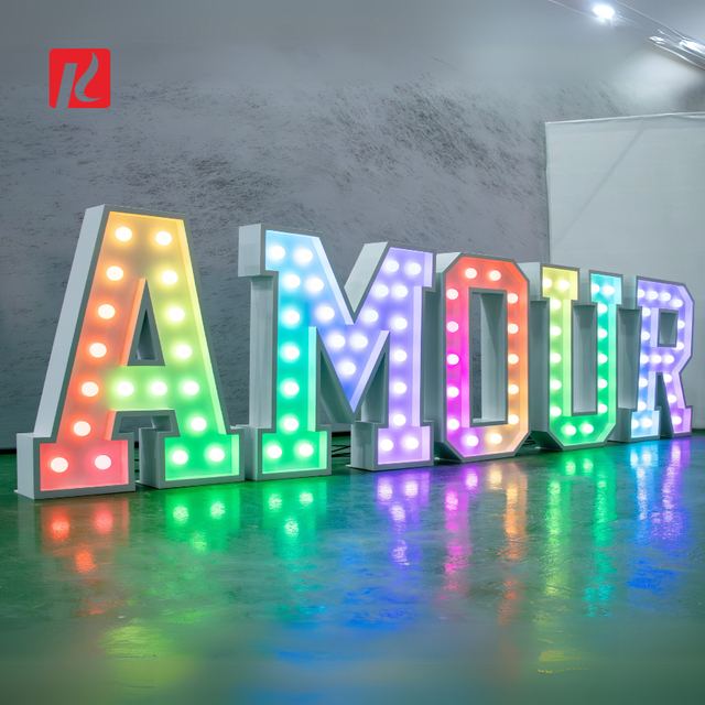 Factory Custom Marquee Lights Wedding Decoration Giant Large Big Light up Letters 4ft 5ft RGB Bulb Letter Marquee Sign