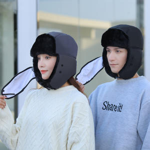 FF4711 قبعة شتوية سادة من الفرو الصناعي للصيد والتزلج قبعة مزودة بقناع قطيفة مبطن روسي أوشانكا - Product Image 6