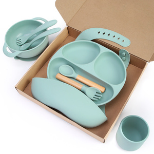 Ensemble de vaisselle pour bébé 2026 avec logo imprimé, comprenant un bol antidérapant en silicone à ventouse, une cuillère et des bavoirs - Product Image 2