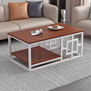 Faux Marble Coffee <b>Table</b> Metal Frame Black Modern Living Room Furniture With <b>Storage</b> Shelf For Home Office <b>Small</b> Apartment - Product Image 4