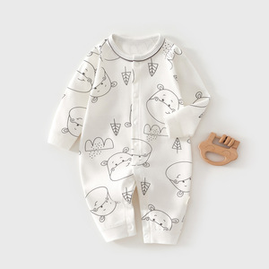 Combinaison pour bébé en coton pur à manches longues unisexe, vêtements de printemps et d'automne, combinaison pour nouveau-né, combinaison de ramper - Product Image 1