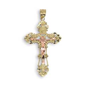 Collana con ciondolo a croce in oro placcato 14k in oro nero con ciondolo catholico religioso rosa oro bianco taglio diamante gioielli di fascino - Product Image 1